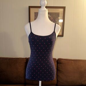 Express Navy Polka Dot Top